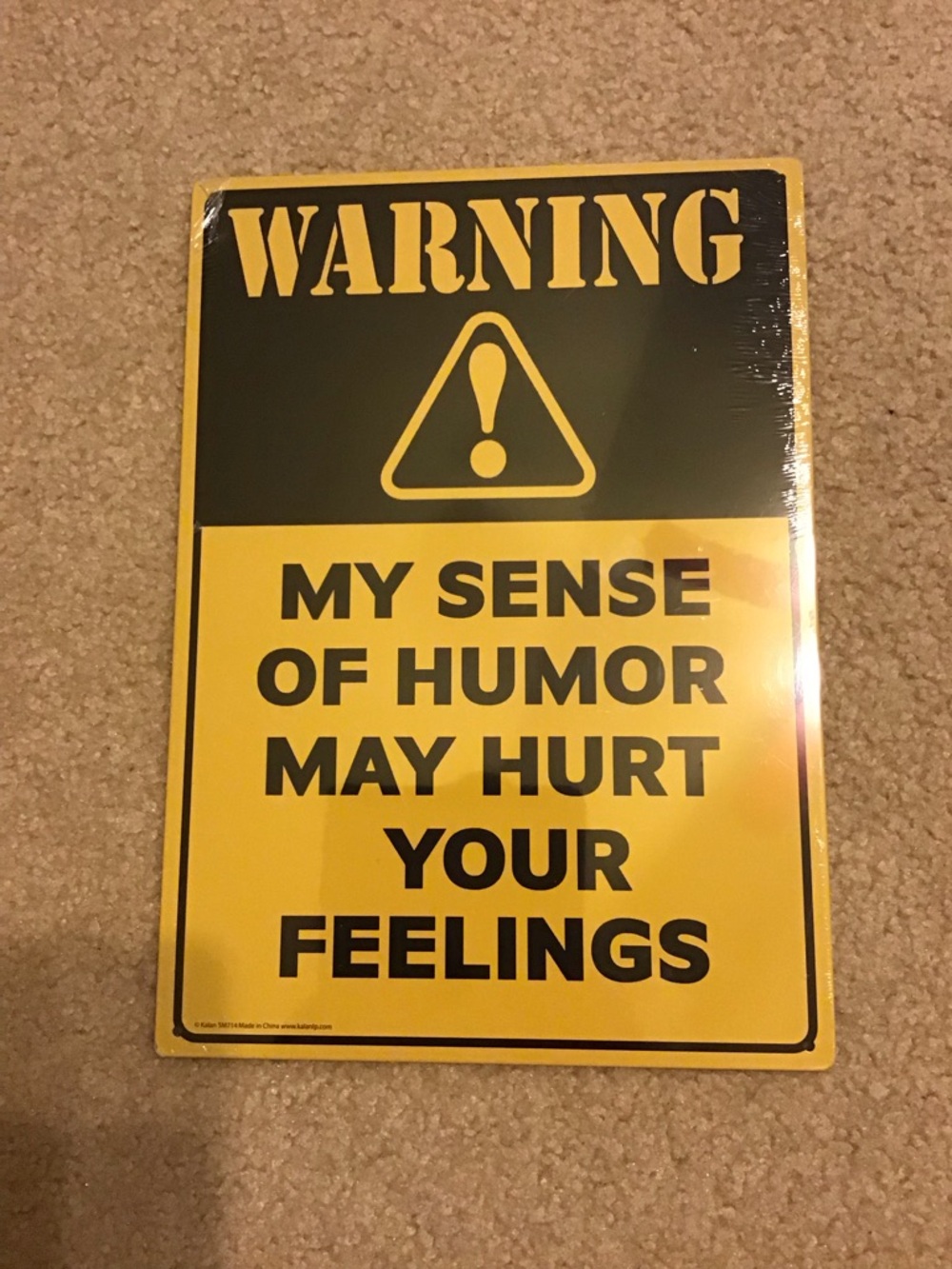 Warning Sign Wall Plaque - Yellow and Black